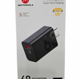 CARGADOR MOTOROLA ENTRADA USB + TIPO C CON CABLE MOTOROLA 68W