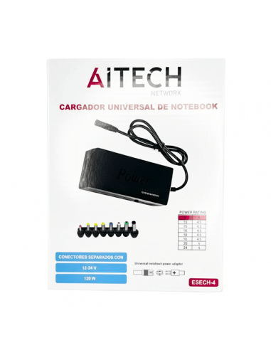 CARGADOR UNIVERSAL AITECH NOTEBOOK CERTIFICADO CON 8 PINES 120W