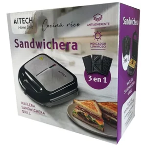 Sandwichera/Waflera/Grill eléctrica Aitech
