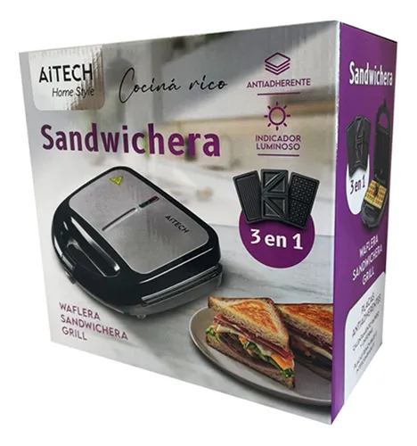 Sandwichera/Waflera/Grill eléctrica Aitech