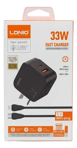 CARGADOR LDNIO A+C 33W + CABLE LIGHTNING
